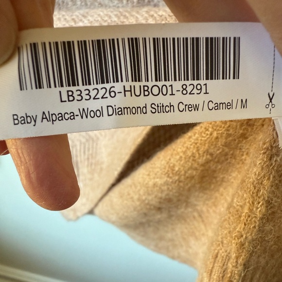 QUINCE Baby Alpaca Wool Diamond Stitch Crew Neck Sweater Camel Soft Neutral M - Picture 6 of 6